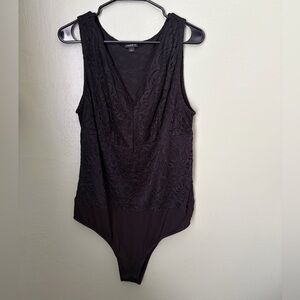 Torrid Black Bodysuit with Lace V Neck Women 1X 14-16 Sleeveless